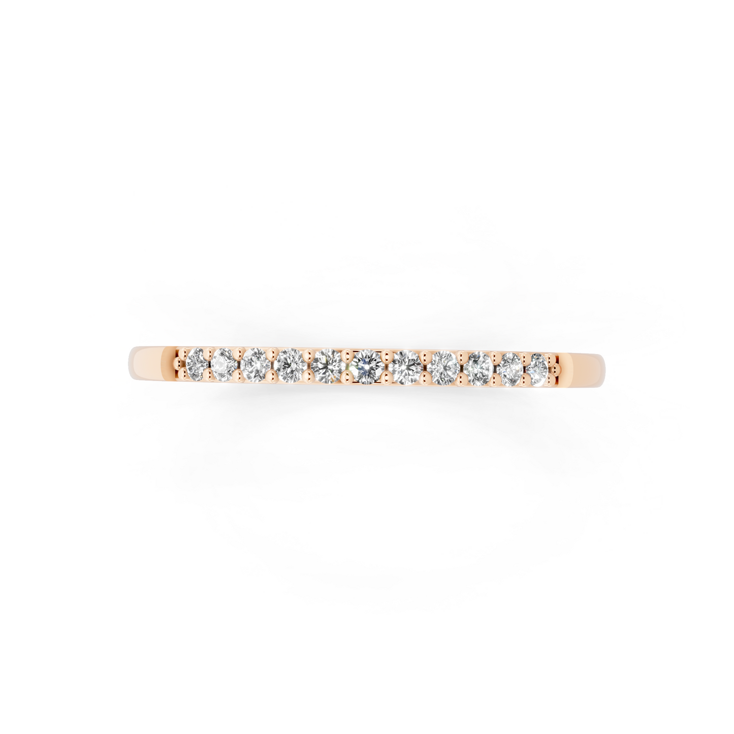 Minimal Rose Gold Tone Half Eternity Style Band Ring with Refined White Sparkle