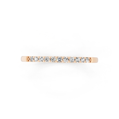 Minimal Rose Gold Tone Half Eternity Style Band Ring with Refined White Sparkle