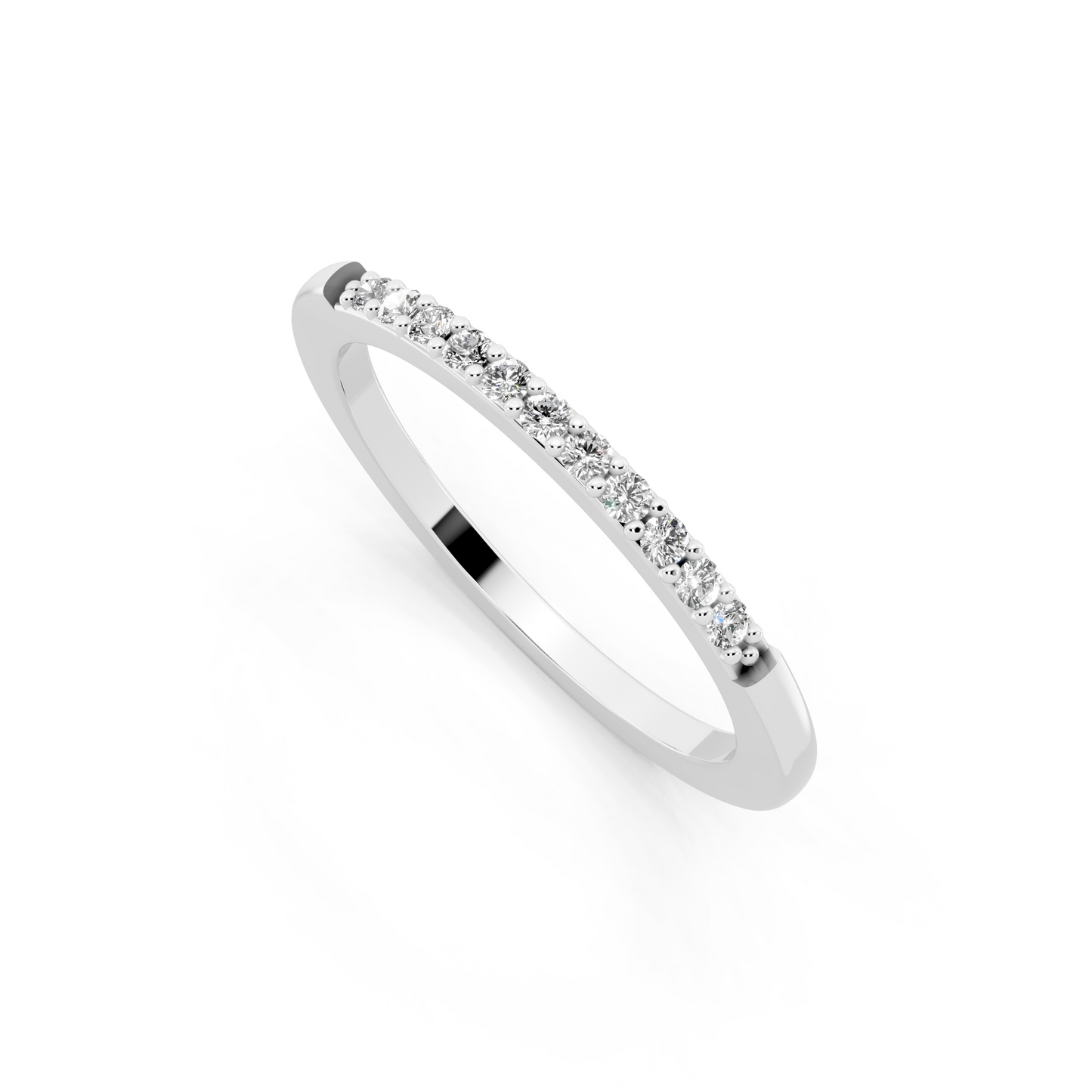 Minimal White Gold Tone Half Eternity Style Band Ring with Refined White Sparkle