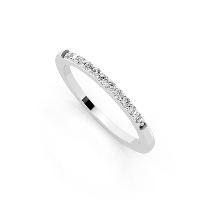 Minimal White Gold Tone Half Eternity Style Band Ring with Refined White Sparkle