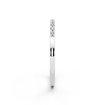 Minimal White Gold Tone Half Eternity Style Band Ring with Refined White Sparkle