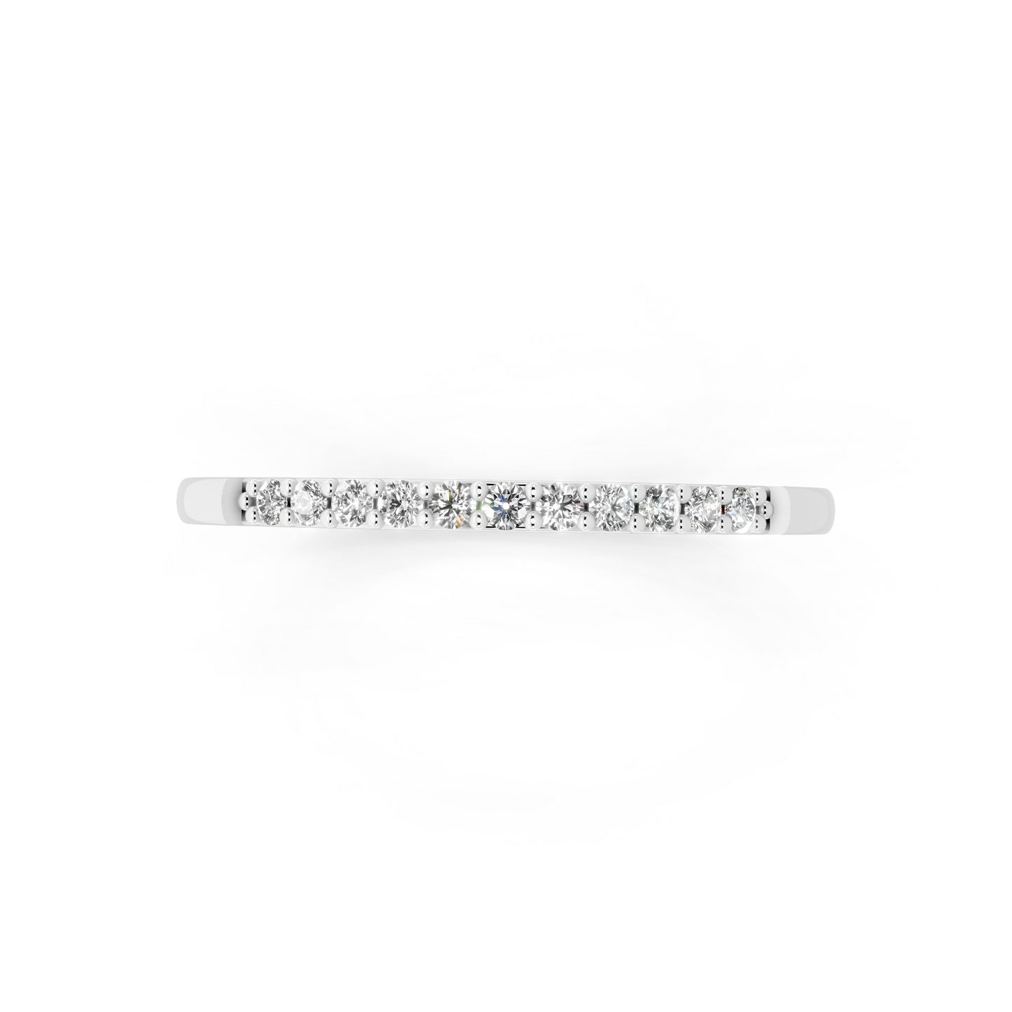 Minimal White Gold Tone Half Eternity Style Band Ring with Refined White Sparkle
