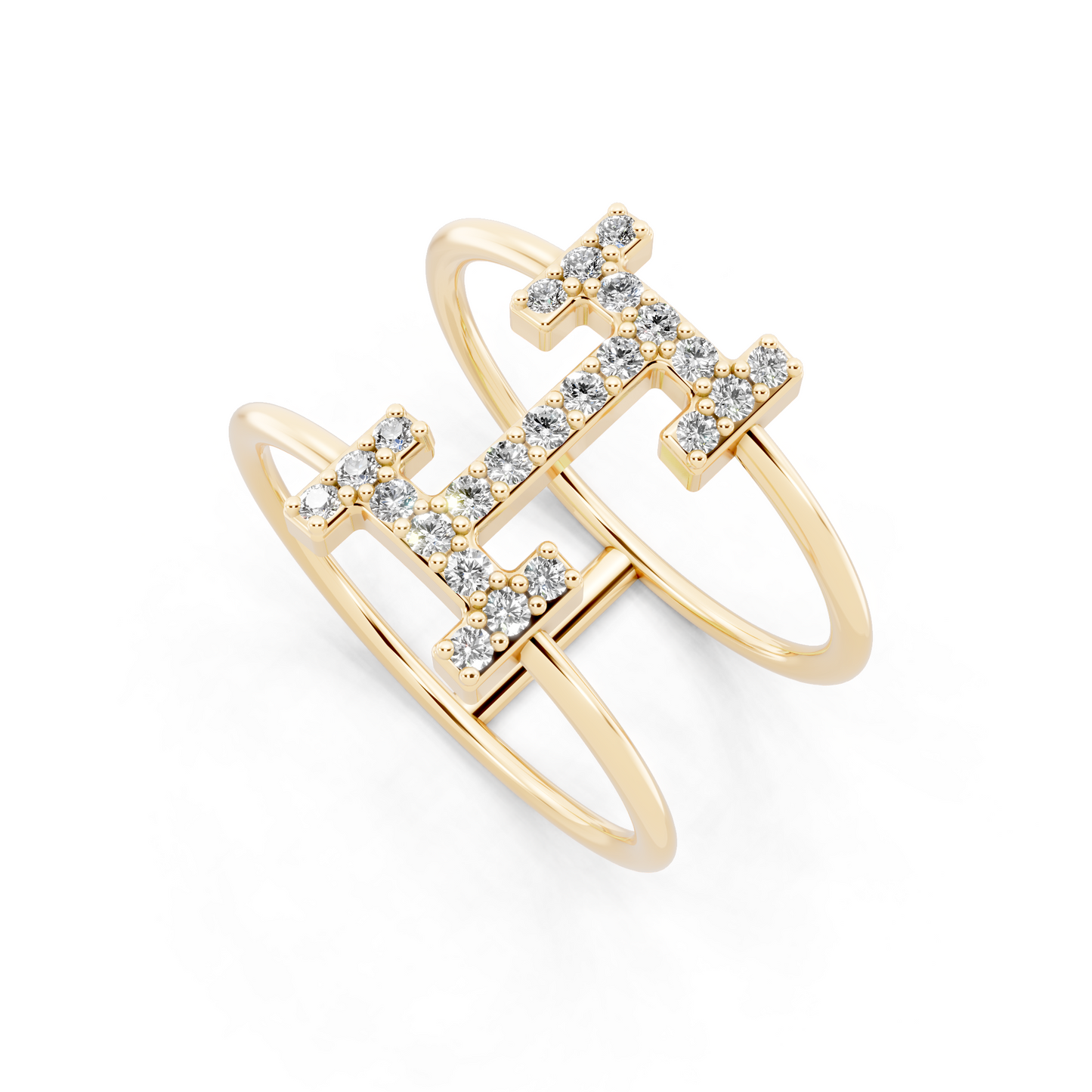 Yellow Gold Tone Lab Grown Diamond Cross Ring Premium Open Statement Ring for Women By RJH