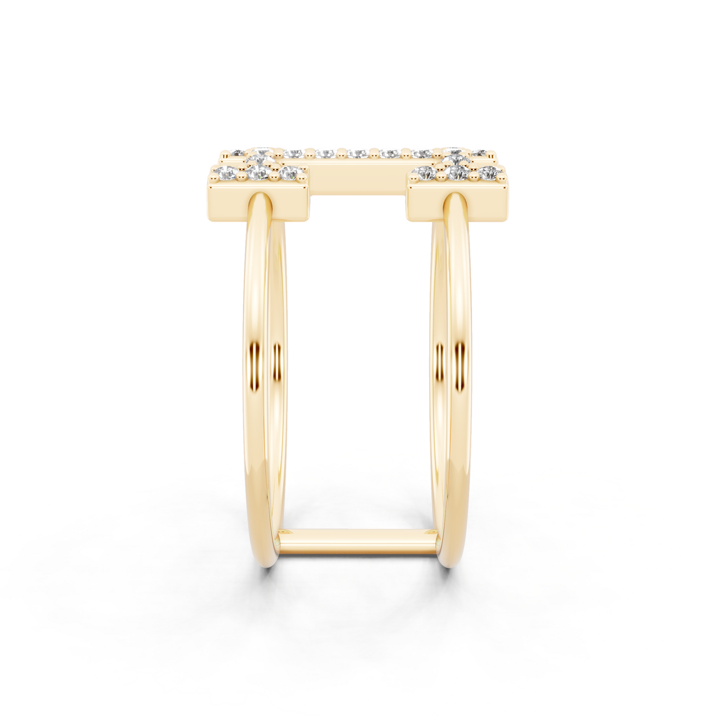 Yellow Gold Tone Lab Grown Diamond Cross Ring Premium Open Statement Ring for Women By RJH