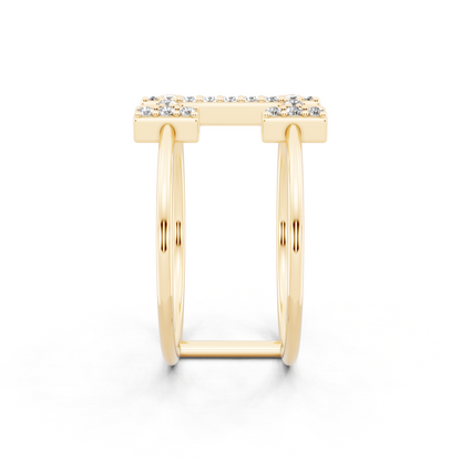 Yellow Gold Tone Lab Grown Diamond Cross Ring Premium Open Statement Ring for Women By RJH