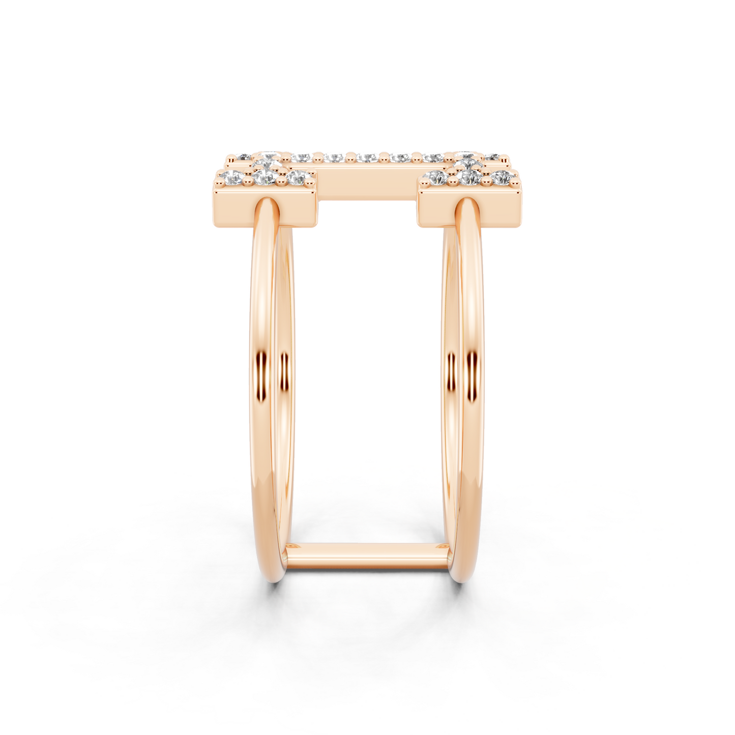Rose Gold Tone Lab Grown Diamond Cross Ring Premium Open Statement Ring for Women By RJH