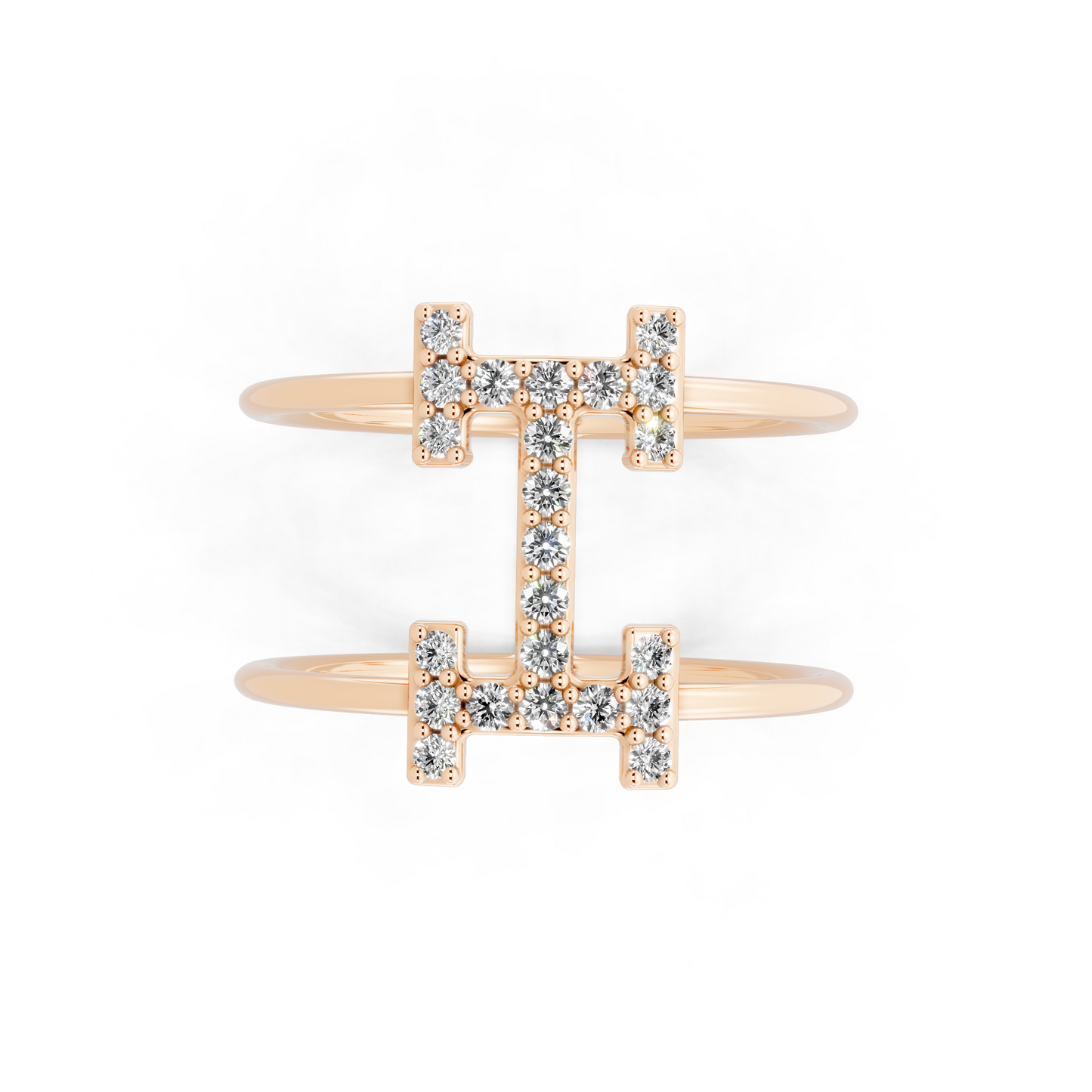 Rose Gold Tone Lab Grown Diamond Cross Ring Premium Open Statement Ring for Women By RJH