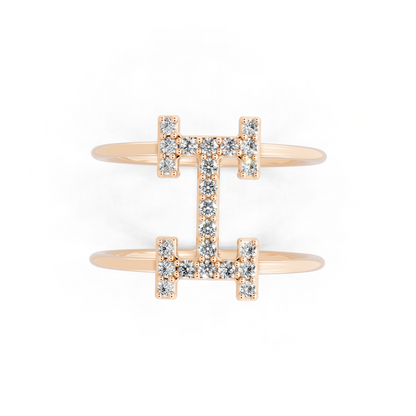 Rose Gold Tone Lab Grown Diamond Cross Ring Premium Open Statement Ring for Women By RJH