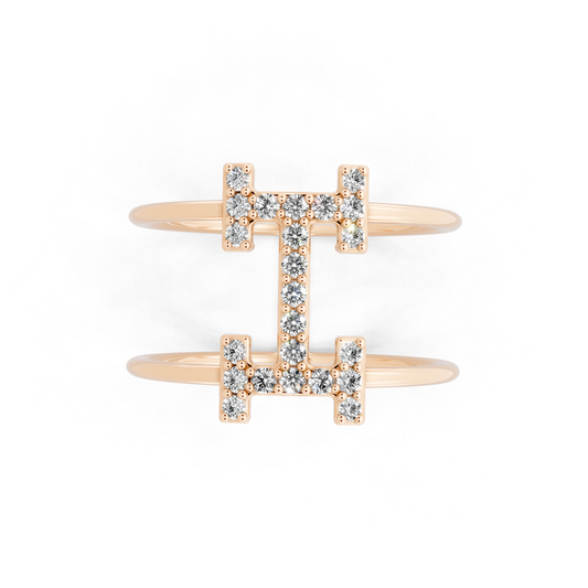 Rose Gold Tone Lab Grown Diamond Cross Ring Premium Open Statement Ring for Women By RJH