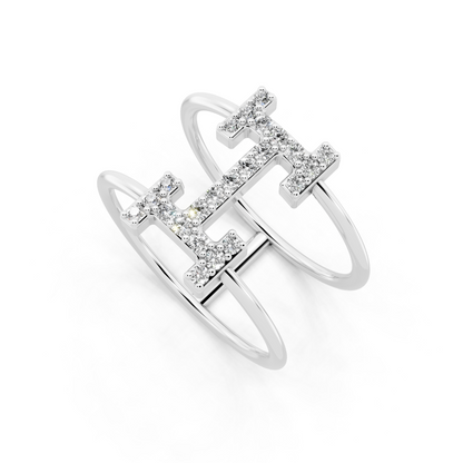 White Gold Tone Lab Grown Diamond Cross Ring Premium Open Statement Ring for Women By RJH