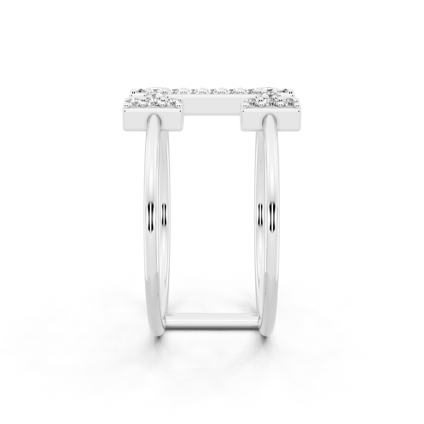 White Gold Tone Lab Grown Diamond Cross Ring Premium Open Statement Ring for Women By RJH
