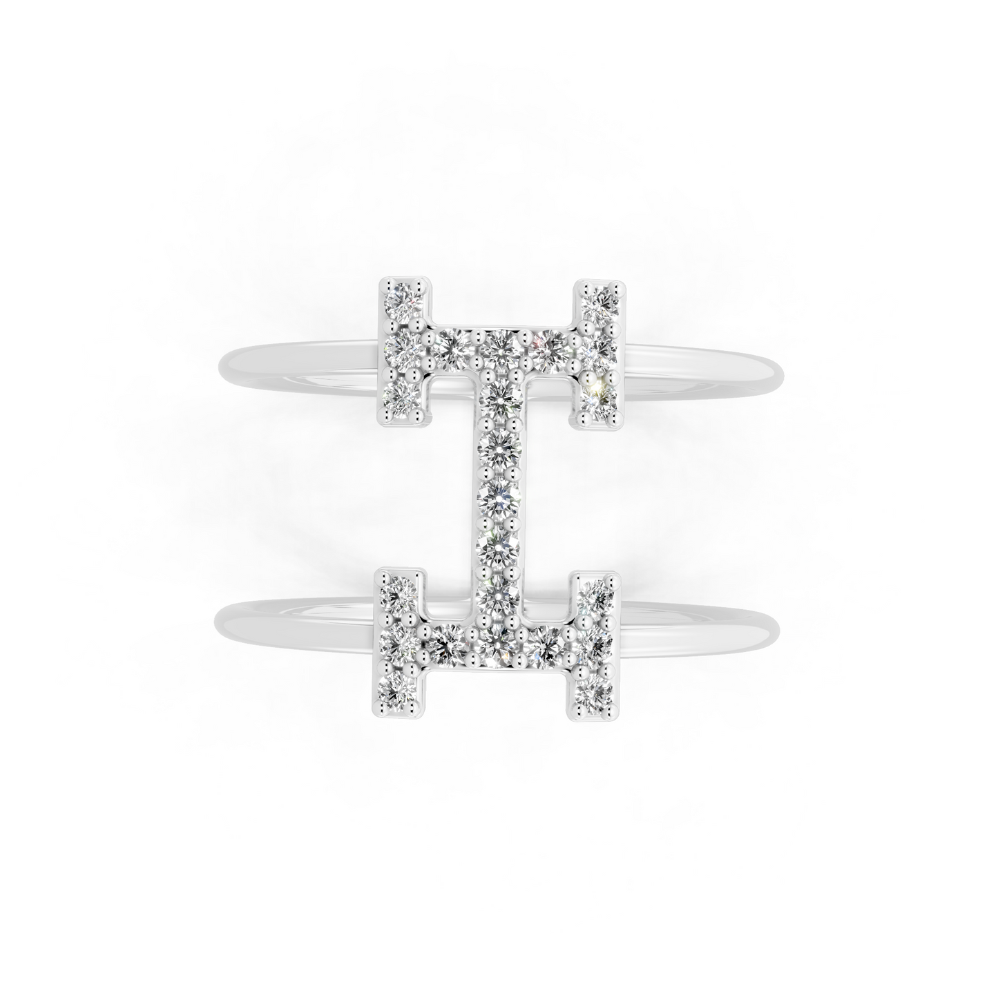 White Gold Tone Lab Grown Diamond Cross Ring Premium Open Statement Ring for Women By RJH