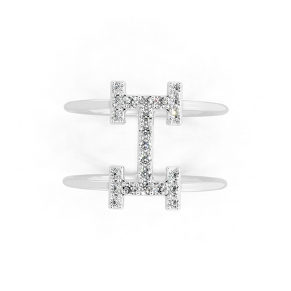 White Gold Tone Lab Grown Diamond Cross Ring Premium Open Statement Ring for Women By RJH