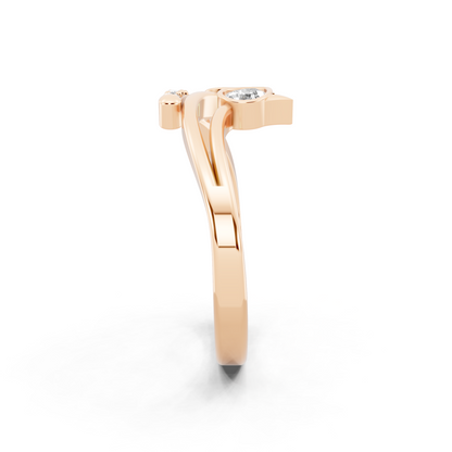 Modern Open Leaf Lab Grown Diamond Ring in Rose Gold Tone