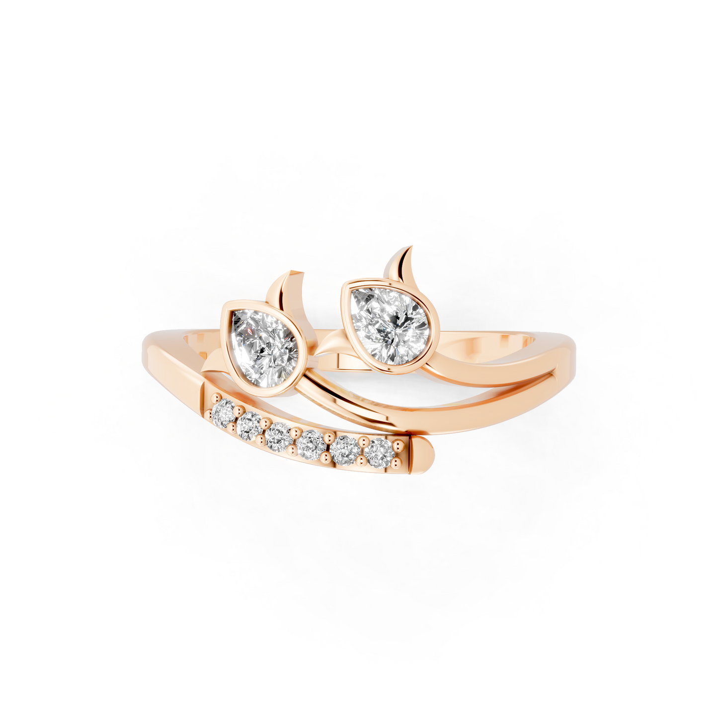 Modern Open Leaf Lab Grown Diamond Ring in Rose Gold Tone