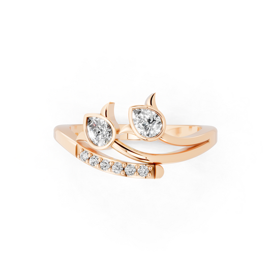 Modern Open Leaf Lab Grown Diamond Ring in Rose Gold Tone