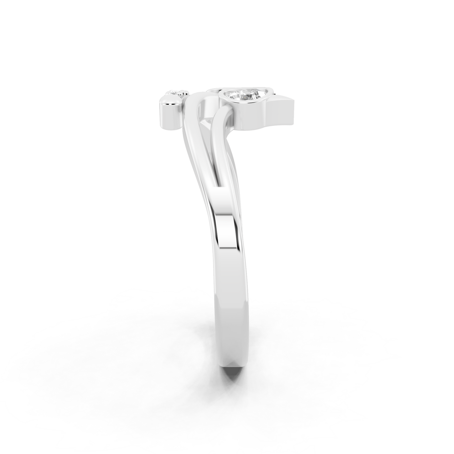 Modern Open Leaf Lab Grown Diamond Ring in White Gold Tone