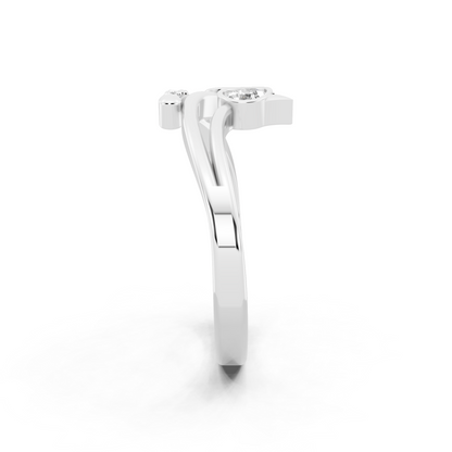 Modern Open Leaf Lab Grown Diamond Ring in White Gold Tone