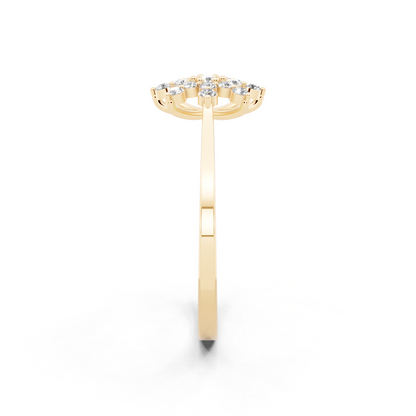 Yellow Gold Floral Starburst Ring with Lab Grown Diamond