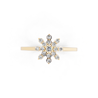 Yellow Gold Floral Starburst Ring with Lab Grown Diamond
