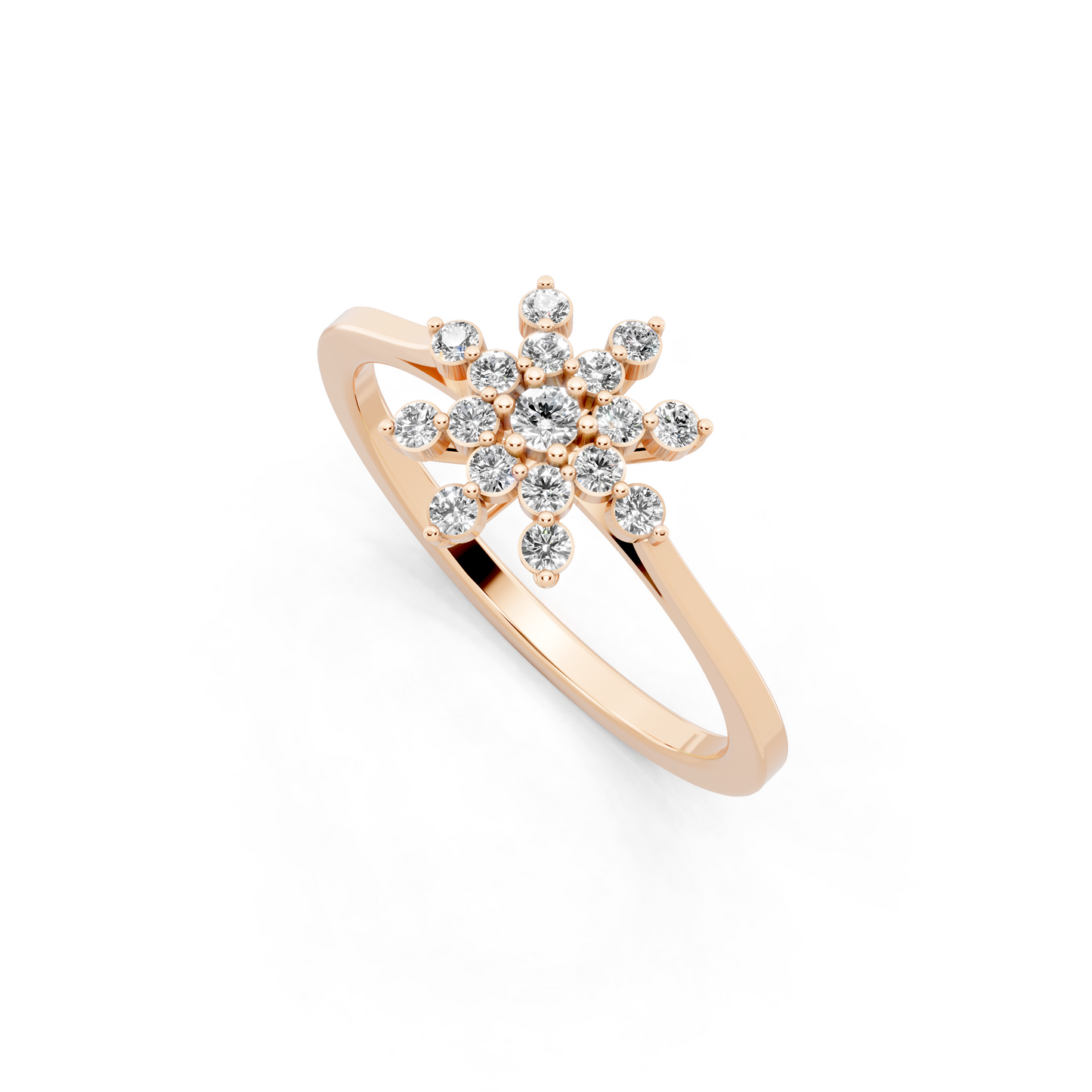 Rose Gold Floral Starburst Ring with Lab Grown Diamond