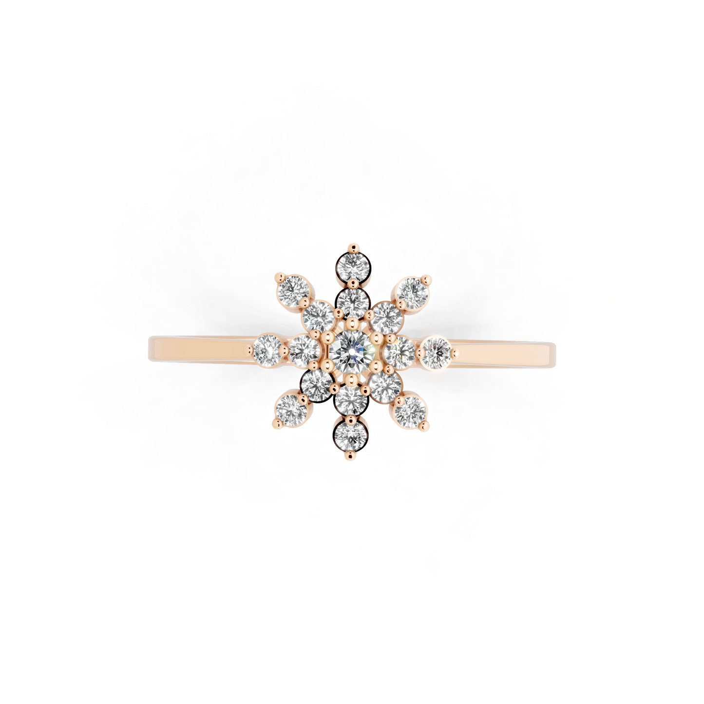 Rose Gold Floral Starburst Ring with Lab Grown Diamond