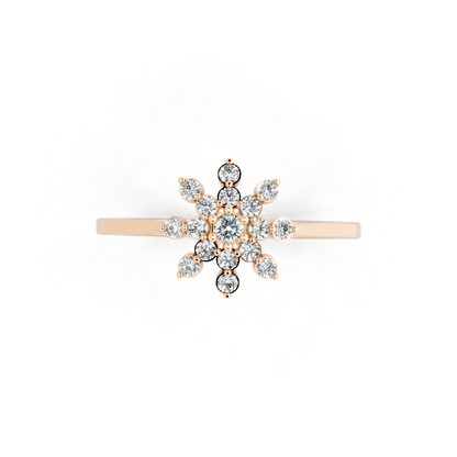 Rose Gold Floral Starburst Ring with Lab Grown Diamond
