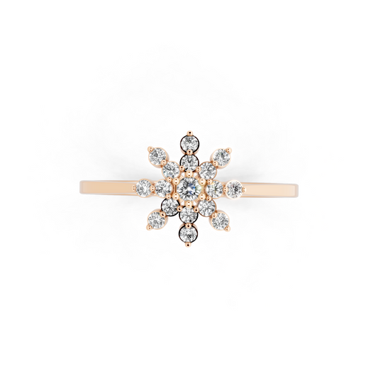 Rose Gold Floral Starburst Ring with Lab Grown Diamond