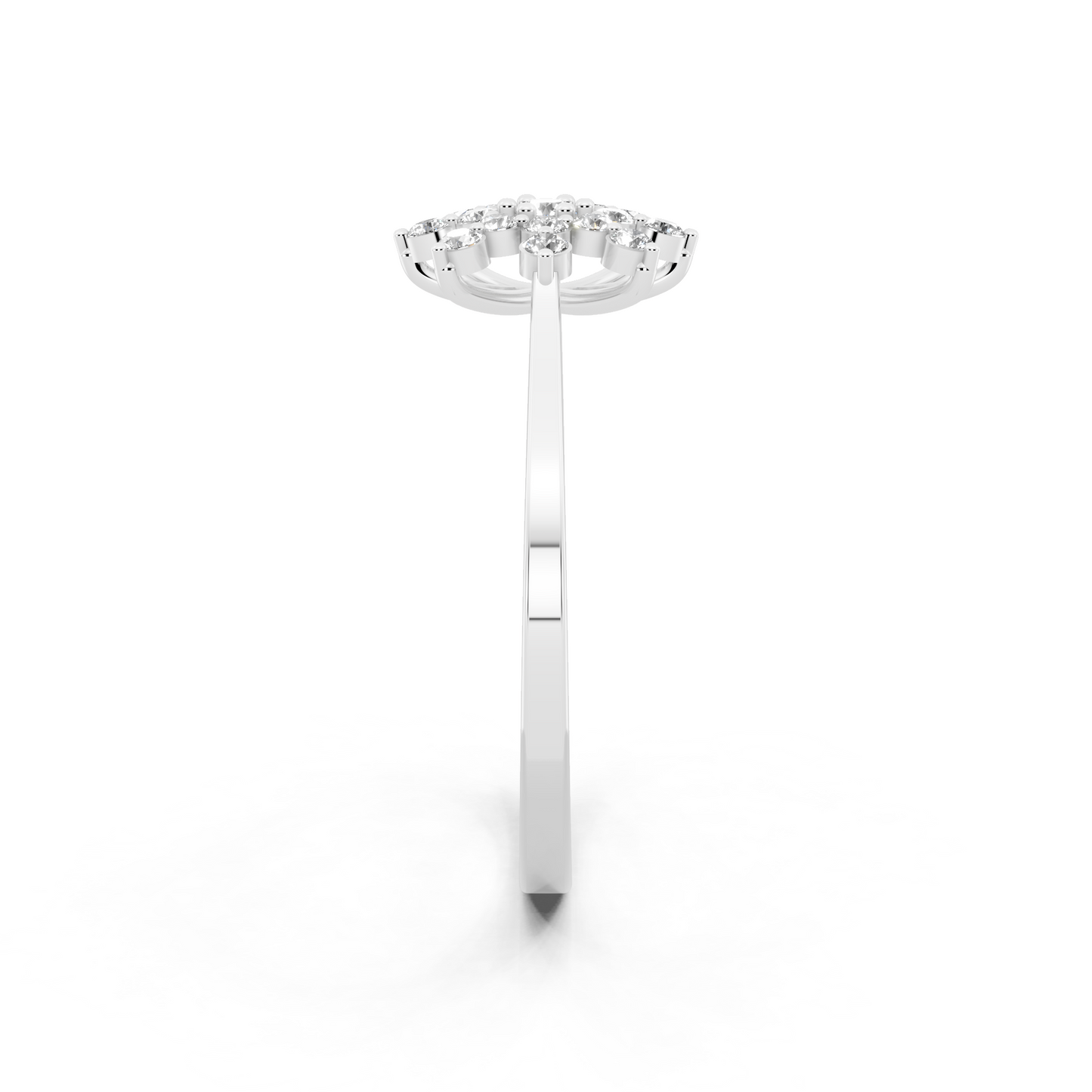 White Gold Floral Starburst Ring with Lab Grown Diamond