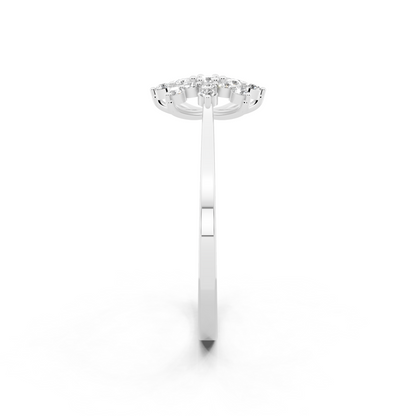 White Gold Floral Starburst Ring with Lab Grown Diamond