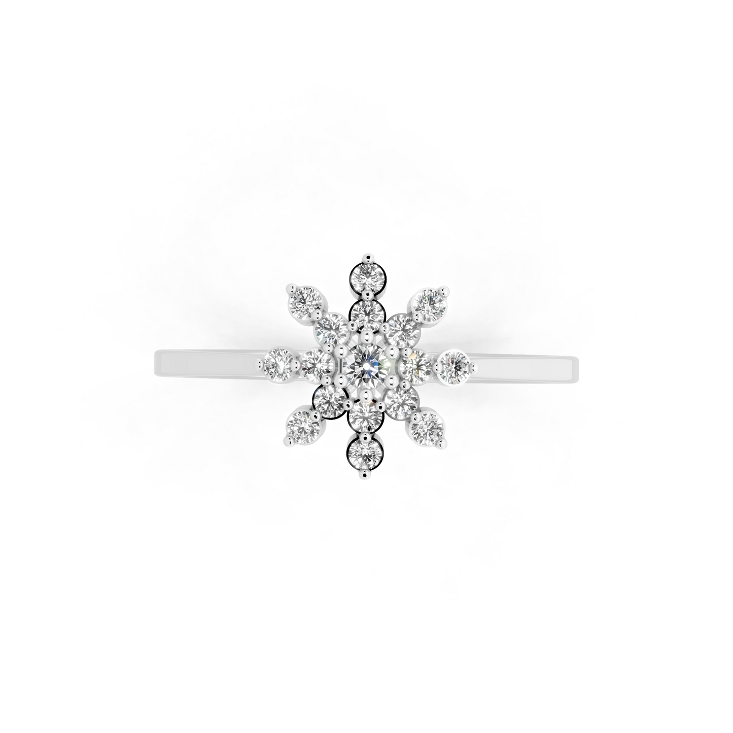 White Gold Floral Starburst Ring with Lab Grown Diamond