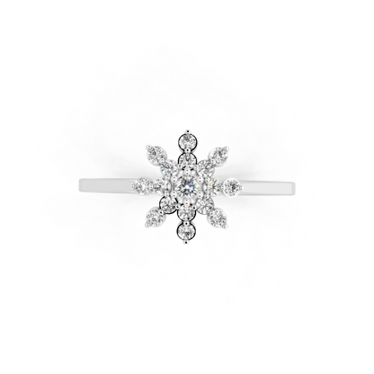 White Gold Floral Starburst Ring with Lab Grown Diamond