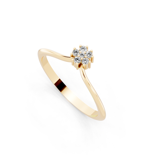Romantic Floral Cluster Ring in Yellow Gold Tone - Premium Everyday Elegance