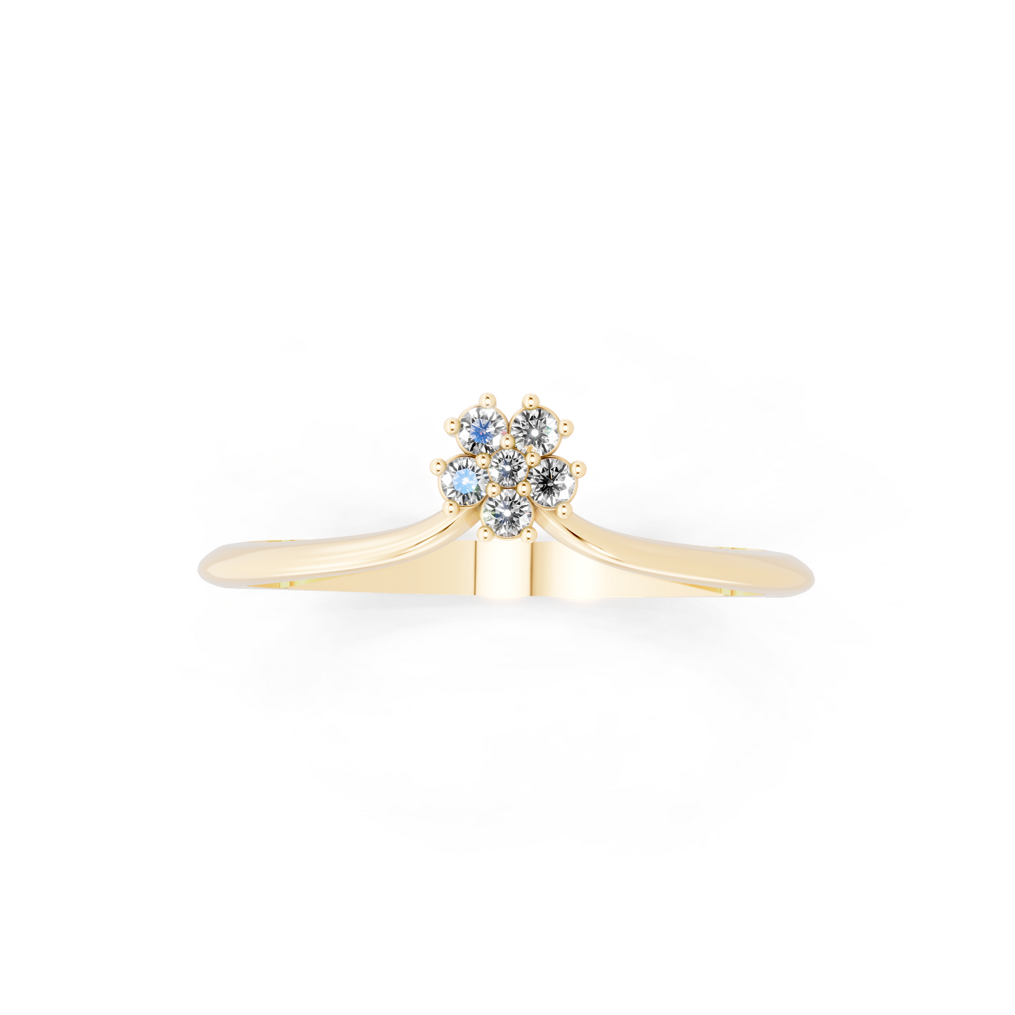 Romantic Floral Cluster Ring in Yellow Gold Tone - Premium Everyday Elegance
