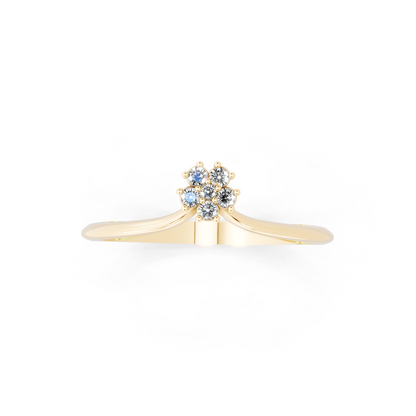 Romantic Floral Cluster Ring in Yellow Gold Tone - Premium Everyday Elegance