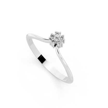 Romantic Floral Cluster Ring in White Gold Tone - Premium Everyday Elegance