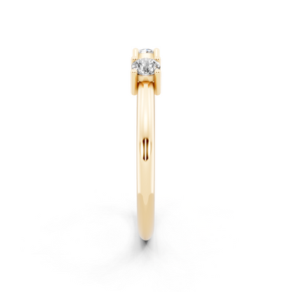 Yellow Gold Tone Dual-Stone Open Ring - Elegant Contemporary Bypass Design