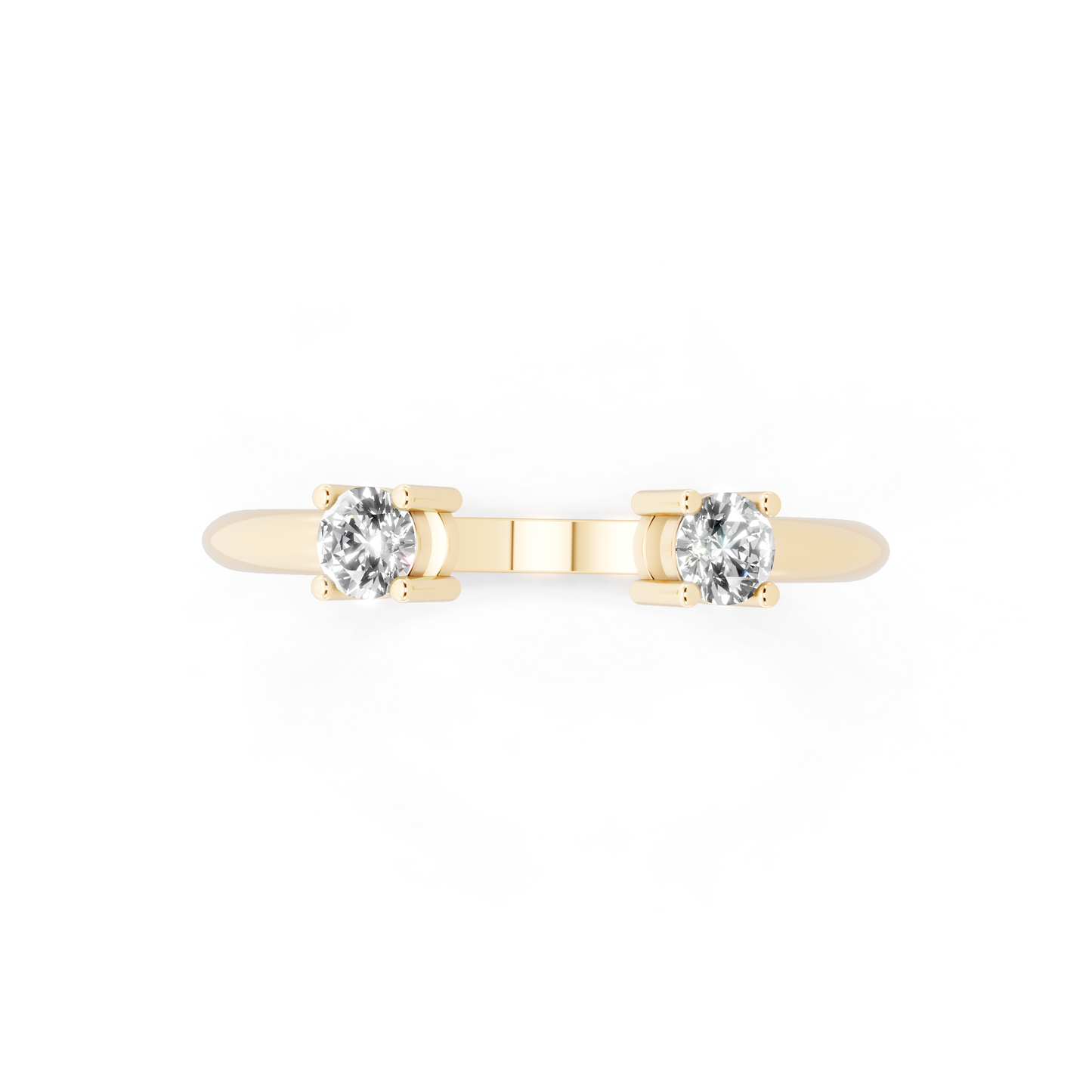 Yellow Gold Tone Dual-Stone Open Ring - Elegant Contemporary Bypass Design