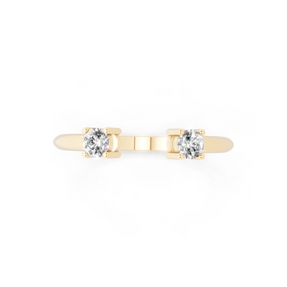 Yellow Gold Tone Dual-Stone Open Ring - Elegant Contemporary Bypass Design