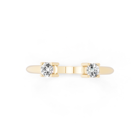 Yellow Gold Tone Dual-Stone Open Ring - Elegant Contemporary Bypass Design