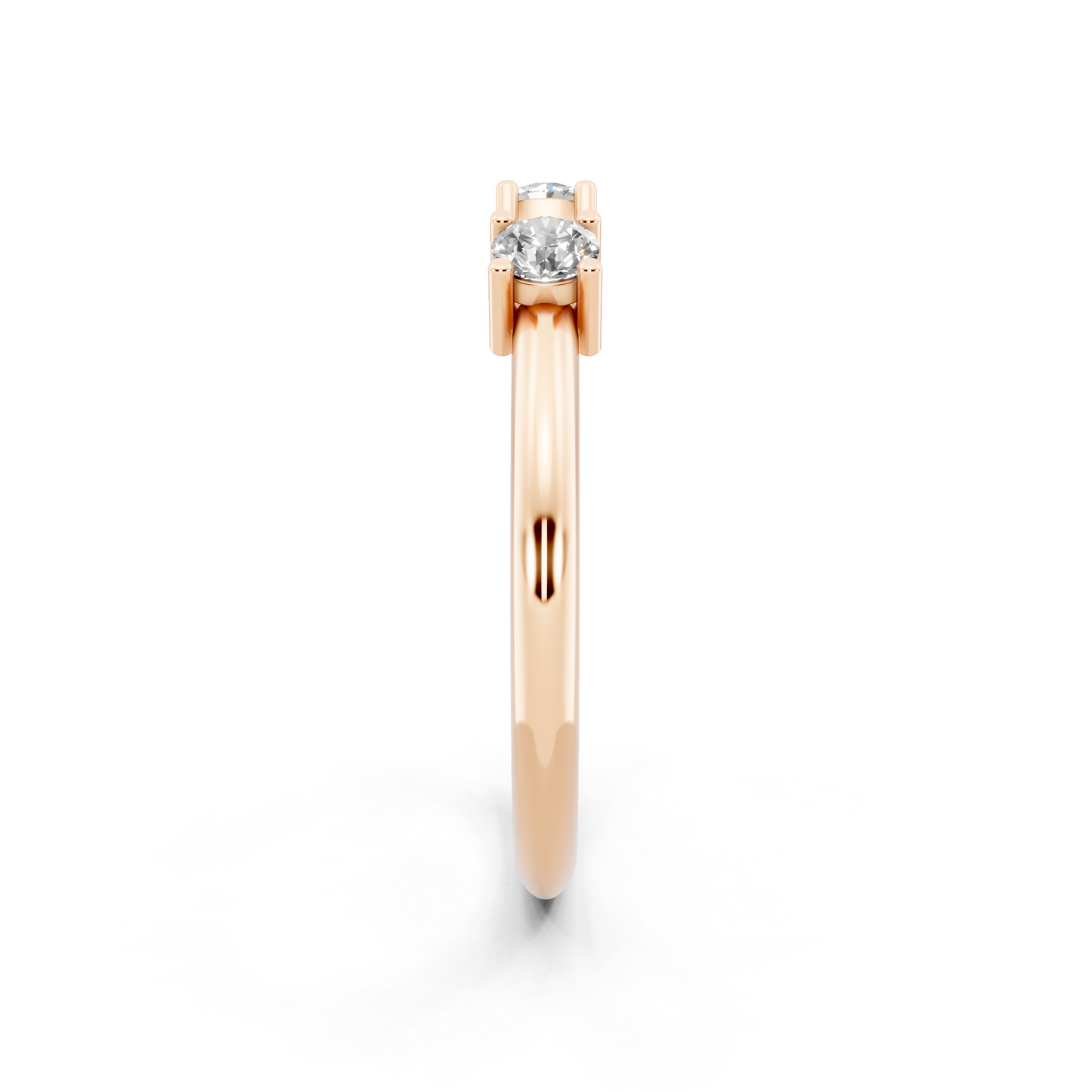 Rose Gold Tone Dual-Stone Open Ring - Elegant Contemporary Bypass Design