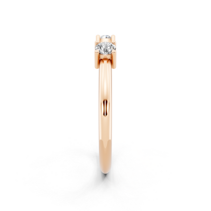 Rose Gold Tone Dual-Stone Open Ring - Elegant Contemporary Bypass Design