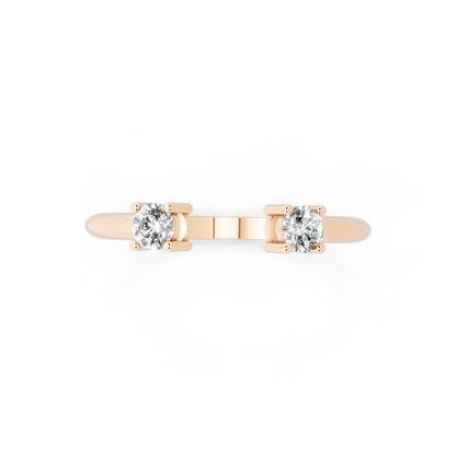 Rose Gold Tone Dual-Stone Open Ring - Elegant Contemporary Bypass Design