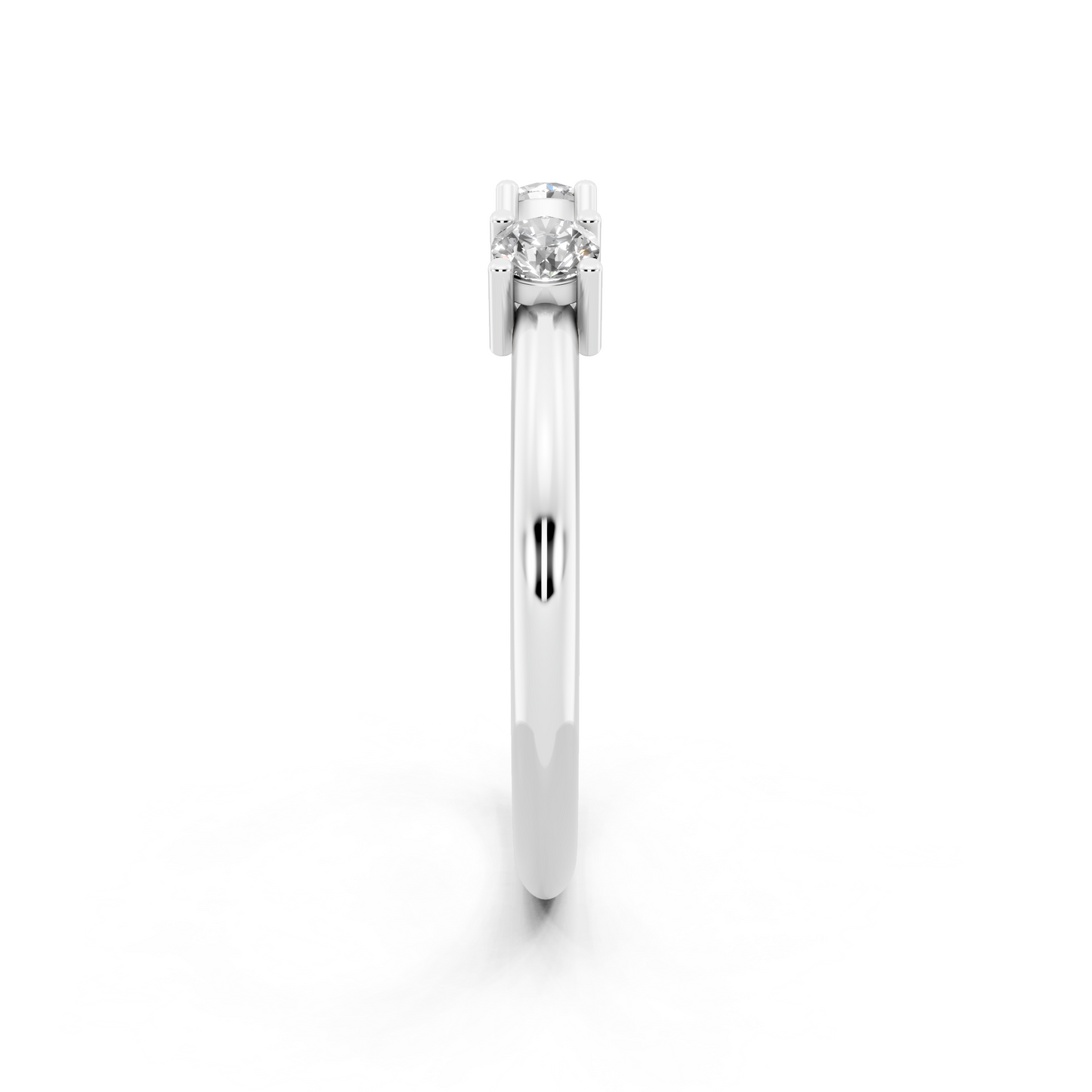 White Gold Tone Dual-Stone Open Ring - Elegant Contemporary Bypass Design