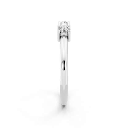 White Gold Tone Dual-Stone Open Ring - Elegant Contemporary Bypass Design