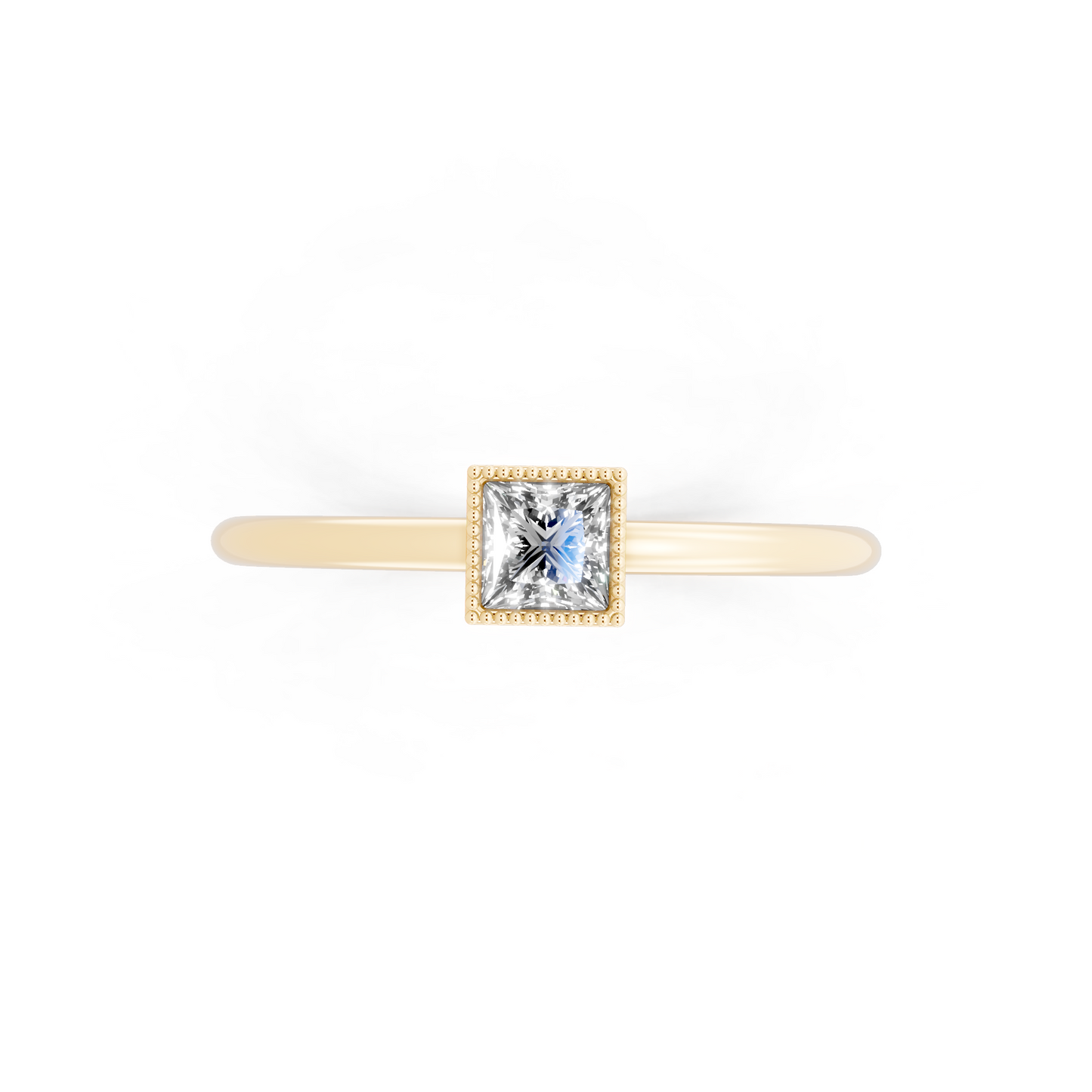 Luxury Yellow Gold Tone Princess Cut Lab Grown Diamond Ring Minimal Elegant Statement by RJH