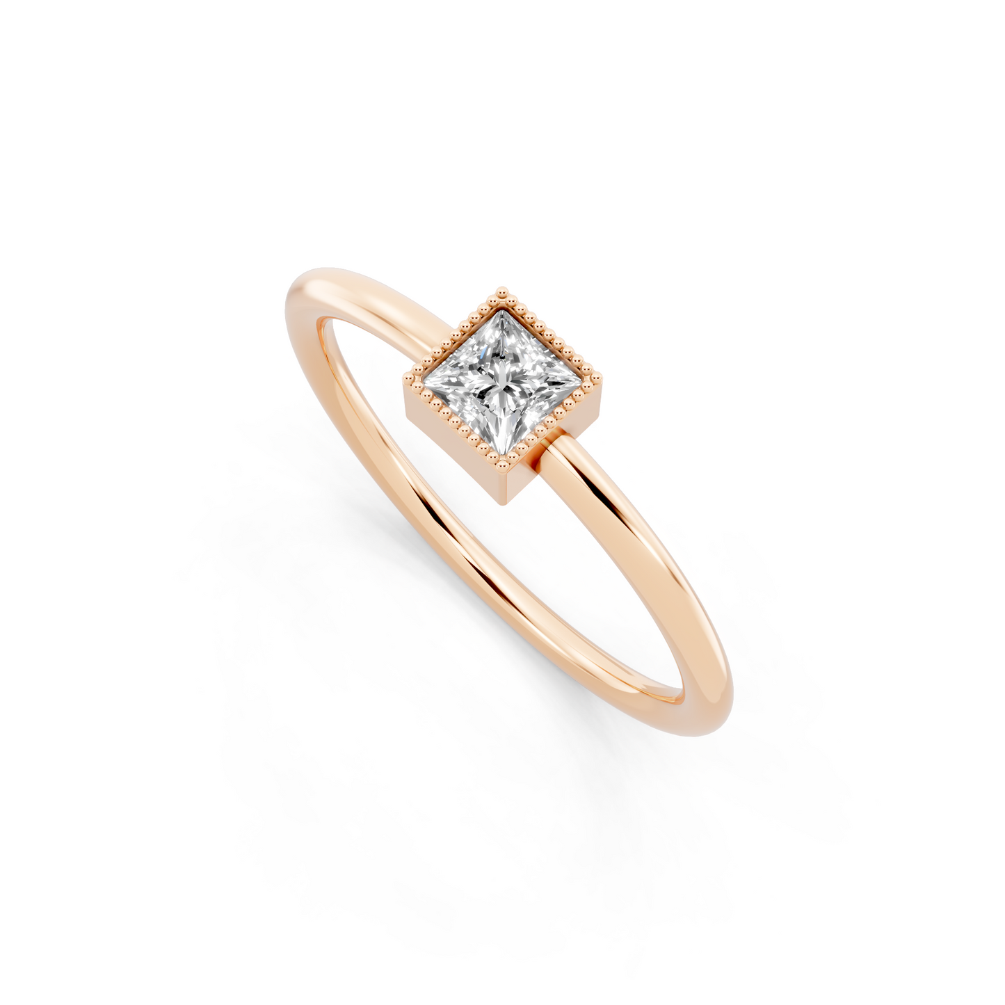 Luxury Rose Gold Tone Princess Cut Lab Grown Diamond Ring Minimal Elegant Statement by RJH