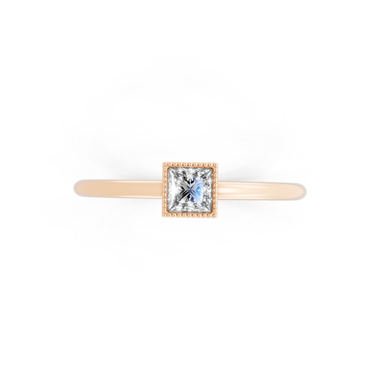 Luxury Rose Gold Tone Princess Cut Lab Grown Diamond Ring Minimal Elegant Statement by RJH