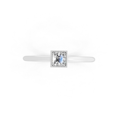Luxury White Gold Tone Princess Cut Lab Grown Diamond Ring Minimal Elegant Statement by RJH