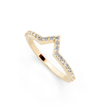 Elegant V-Shaped Yellow Gold Tone Chevron Lab Grown Diamond Ring by RJH